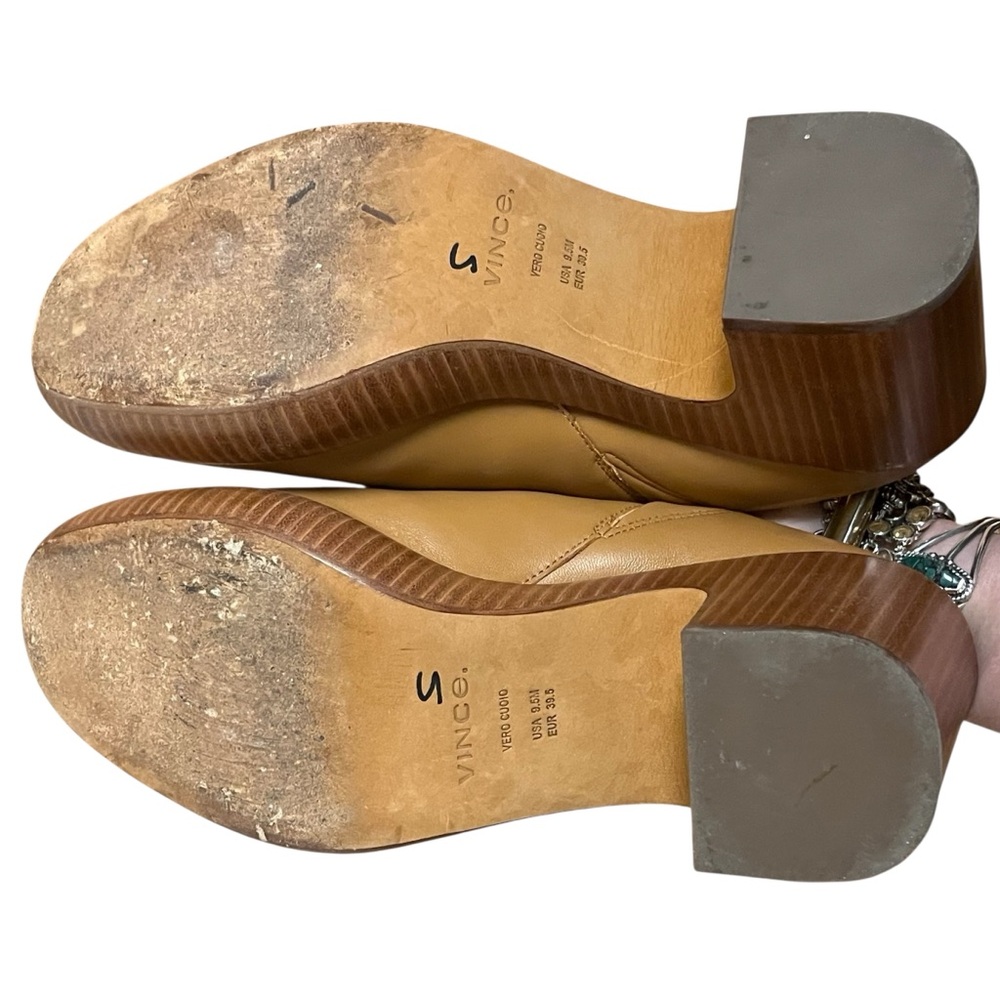 Vince Navina Leather Platform Clogs Tan Brown Block Heel Mule Minimalist — 9.5 - Picture 12 of 16